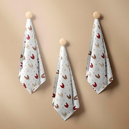 Cackleberry Home Farmhouse Chicken Kitchen Towels 100% Cotton, Set of 3