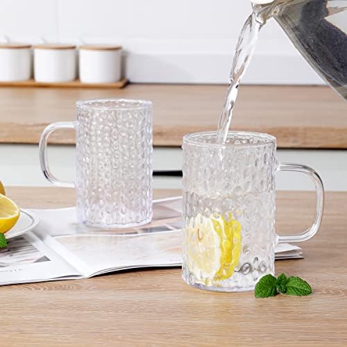 Coffee Mugs Set of 4, Unbreakable Clear Coffee Mugs with Handle, 16 Ounce Reusable Plastic, Dishwasher Safe