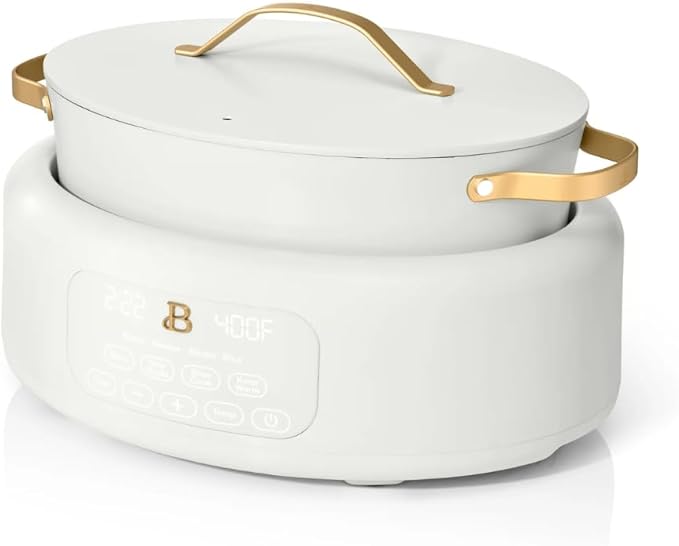 10-in-1 Electric Multi-Cooker, 6 Quart Programmable Cooking Pot with Digital Display, Nonstick Interior, One-Touch Controls, Multi-Function Kitchen Appliance (White Icing)