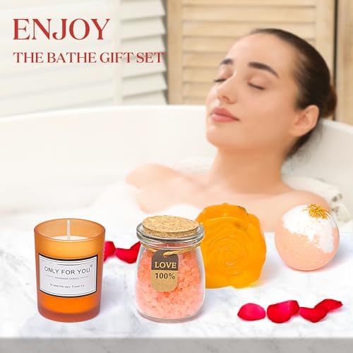 Gifts for Women Unique Spa Gifts Basket Set Birthday, Mothers Day, Valentines Day Christmas Gifts for Mom, Sister, Her, Girlfriend, Wife Bright Orange Gift Box…