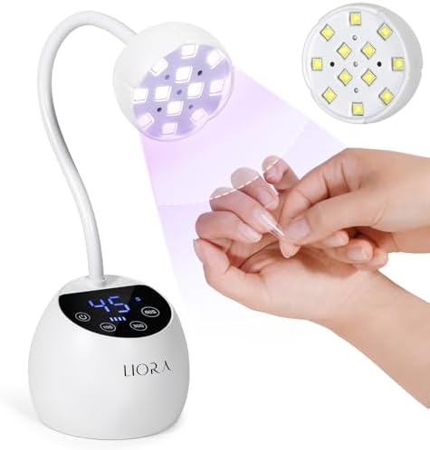 LIORA UV LED Nail Lamp - Gooseneck Nail Light, Cordless 24W USB Rechargeable Nail Dryer with 4 Timers & Smart Sensor, Fast Curing Gel Polish Light for Salon, Home DIY