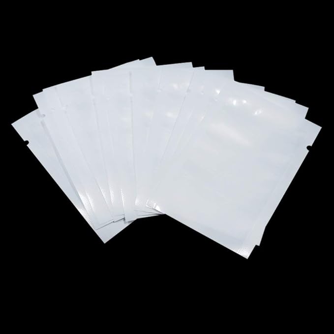 PABCK 1000 Pack 2.4x3.5 inch (Usable Size 2x3.1 inch) White Front Clear Open Top 2.8mil Plastic Vacuum Pouch Heat Sealable Bags for Food Storage Packets Mini Sample with Tear Notches