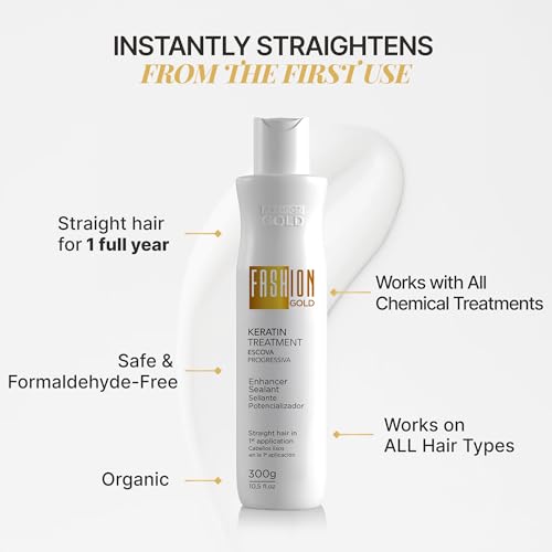 Keratin Hair Treatment, 6 USES per Bottle, Keratina para Alisar el Pelo, Alisado Brasileño Keratina Permanente, Alisados Organicos SIN FORMOL, Nanoplastia, 300 grs