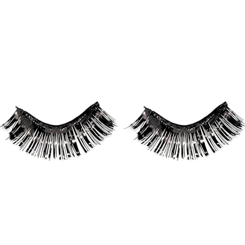Black Tinsel Eyelashes - 0.5" x 1" (Pack of 1) - Bold, Glamorous & Lightweight, Perfect for Parties & Events