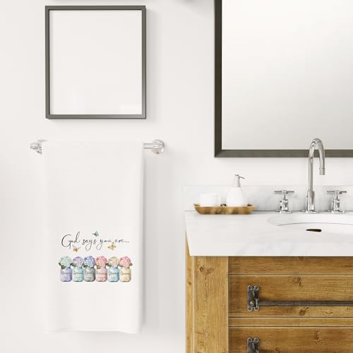 Boho Christian Kitchen Towels 16x24 - God Says You are Christian Dish Towels for Kitchen, Inspirational Christian Gifts for Women, Bible Verse Scripture Decorative Hand Towels for Bathroom