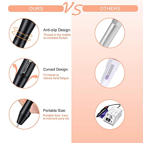 Electric Nail Drill, USB Electric Nail Drill Machine for Acrylic Nails, Portable Electrical Nail File Polishing Tool Manicure Pedicure Efile Nail Supplies for Home and Salon Use Black