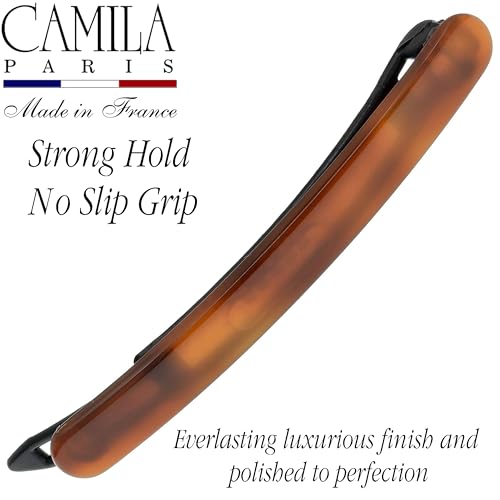 Camila Paris CP2250/2 French Hair Barrettes Clips for Women, Handmade, Girls Side Slide-in Barrette Clip, Hair Accessories for Women. Strong Hold No Slip Grip Fashion Durable Styling, Made in France