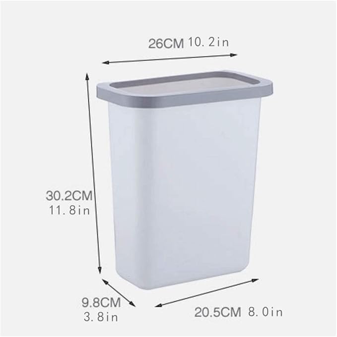 Garbage Cans Hanging Waste Bin Under Kitchen Sink,Plastic Dustbins Over Cabinet Door with Top Ring to Fix Garbage Bag Basket(Grey)