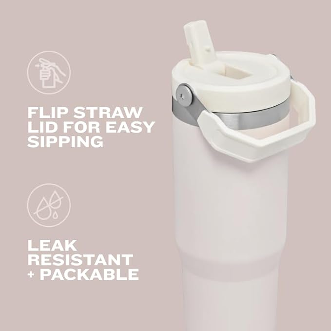STANLEY IceFlow 2.0 Flip Straw Tumbler with Handle 40 oz | Twist On Lid and Flip Up Straw | Leak Resistant Water Bottle | Insulated Stainless Steel | BPA-Free | Black 2.0