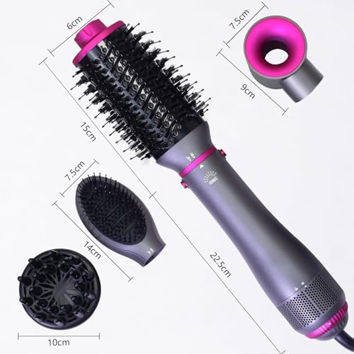 Hair Blow Dryer Brush 4-in-1, Blowout Brush, Multi Hair Styler Negative Ion Detachable Hair Dryer with Diffuser, Hot Air Brush, with Comb Brush for Women, Salon, Household