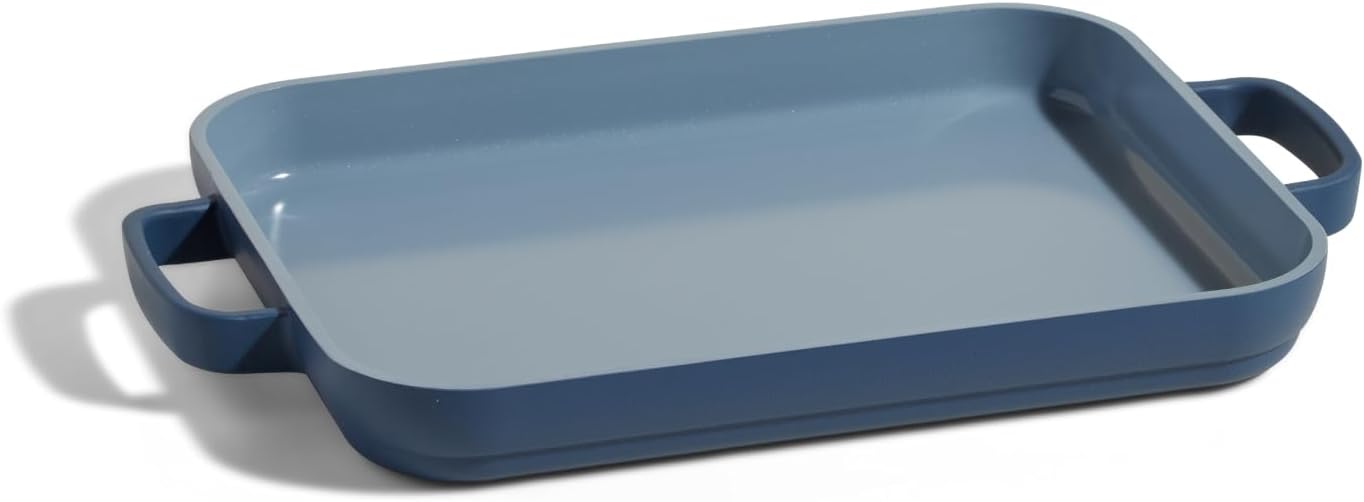 Our Place Mini Griddle Pan - 2 Quart Nonstick Ceramic Sheet Pan & Stovetop Griddle with Handles | Toxin-Free Cast Aluminum | Oven Safe up to 450°F | Blue Salt