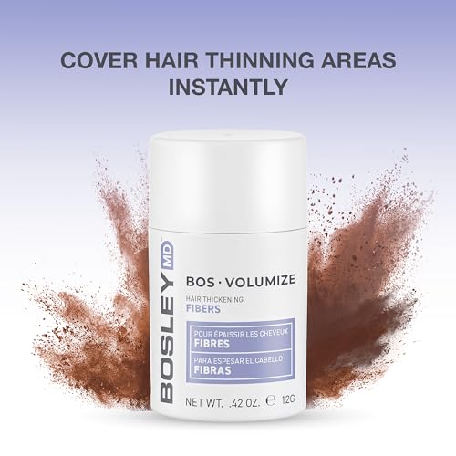 BosleyMD BosVolumize Hair Thickening Fibers, Hair Building Formula with Natural Keratin for Thinning Hair or Bald Spots, Hair Loss Concealer Men and Women, 4 Colors