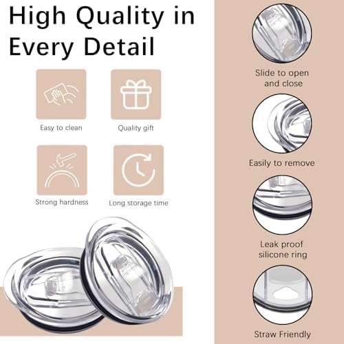 12 PCS 20 Ounce Tumbler Lid For Skinny Tumbler Lid Replacement,Splash Resistant Silicone Sliding Cup Covers for 2.64 IN Mouth Tumbler Cooler