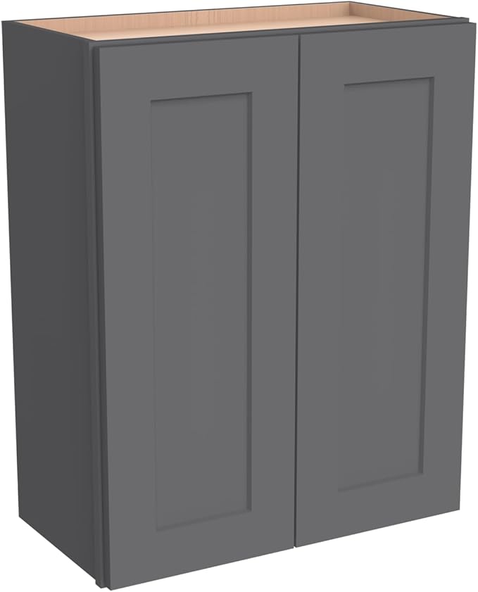 Wall-Mounted Cabinet – Solid Wood Shaker Style Medicine Cabinet with Adjustable Shelves & Soft-Close Doors for Bathroom, Kitchen, and Office Storage (Pebble Gray, 39" W x 12" D x 36" H)