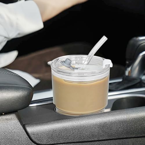 15 oz Plastic Iced Coffee Cups with Lids and Straws Set of 6, Unbreakable Drinking Glasses Reusable Iced Coffee Glass to Go Cup for Matcha Tea Smoothie Juice Cup Dishwasher Safe