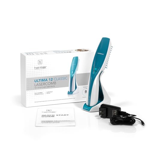 Hairmax Ultima 12 Classic LaserComb- (FDA Cleared) Laser Hair Regrowth Treatment Device for Men & Women - Reverses Thinning Hair Loss - Red Light Therapy to Stimulate Hair Growth - Cordless Design