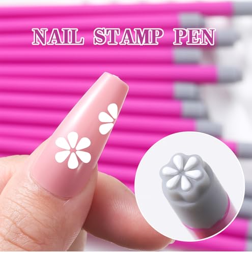 15pcs Nail Art Stamp Pen Set for Women, including Flower Stamp Pen, Stamper with Various Patterns, and Dotting Tools, a DIY Kit for Nail Art.