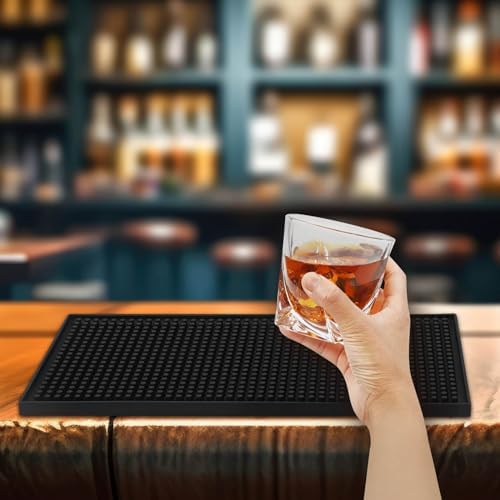 12"x6" PVC Bar Service Mat, Non-Slip Petite Cocktail and Coffee Service Mat for Countertop, Home Bar, Kitchen, Restaurant (Pack of 2)