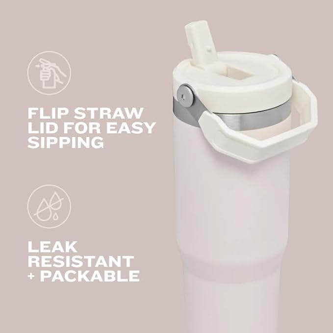 Stanley IceFlow 2.0 Flip Straw Tumbler with Handle 30 oz | Twist On Lid and Flip Up Straw | Leak Resistant Water Bottle | Insulated Stainless Steel | BPA-Free | Exclusive Sienna