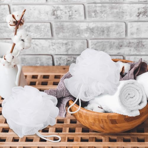 Sunnyray 200 Pcs Loofahs Bulk Bath Sponge Shower Luffas Exfoliating Body Scrubber Packs Soft Mesh Loofahs Balls Travel Cleaning Wash Puff Bathing Accessories for Women Men, 20g (Pure White)