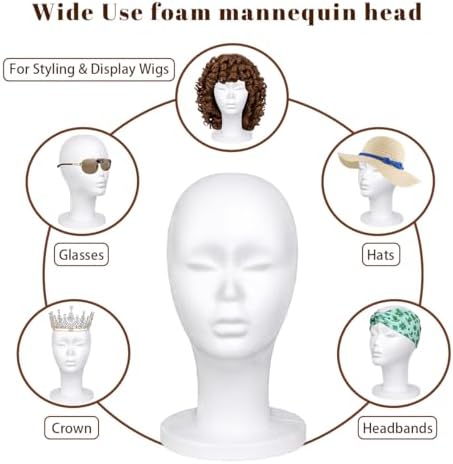 Leeven 3 Packs Foam Wig Head Female Styrofoam Mannequin Head Stand for wigs foam heads Wig Display for Style, Model, Display Hair, Hats, Hairpieces, Mask , Salon and Travel