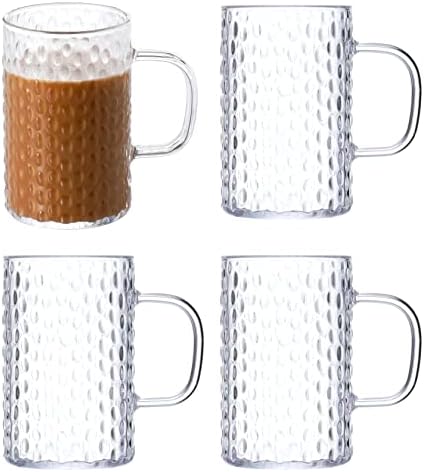 Coffee Mugs Set of 4, Unbreakable Clear Coffee Mugs with Handle, 16 Ounce Reusable Plastic, Dishwasher Safe