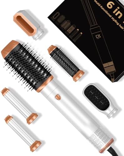 Hair Dryer Brush,6 in 1 Professional Hot Air Styler,Powerful Air Curling Wrap Styler,Negative Ionic Hair Dryer Fast Drying, Multi Hair Stylerfor Curling Volumizing Straightening Styling