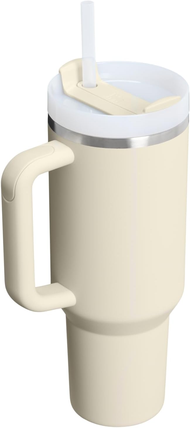 STANLEY Quencher H2.0 Tumbler with Handle and Straw 40 oz | Flowstate 3-Position Lid | Cup Holder Compatible for Travel | Insulated Stainless Steel Cup | BPA-Free | Exclusive Toasted Almond