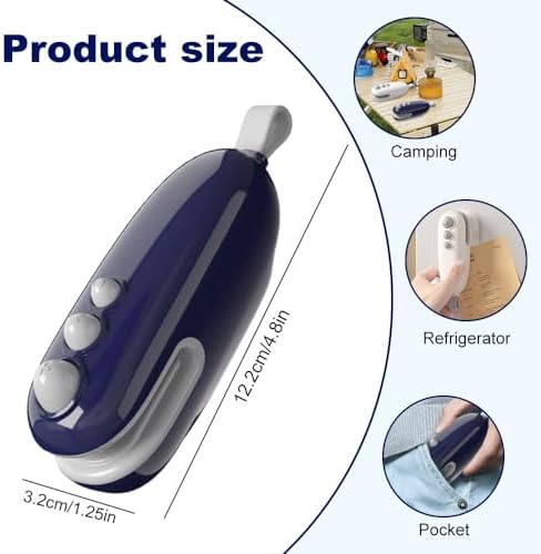 2-in-1 Mini Bag Sealer with Cutter & Magnet - Rechargeable Portable Handheld Food Storage Resealer for Snack Bags - Compact Heat Seal Machine (A - White - 2pcs)