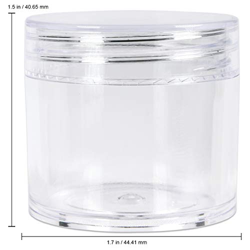 Beauticom 30g/30ml (1 fl. oz.) Double Wall Clear Plastic Leak Proof Jars with Flat Top Lids for Creams, Lotions, Make Up, Powders, Glitters, and more... (Color: Clear, Pieces: 12)