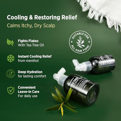RoyceDerm Tea Tree Scalp Relief Spray: Leave-In Scalp Care for Dry, Flaky, and Itchy Scalp - Tea Tree Oil Formula for Comfort, Hydration, and Balance - Conditioning Support for Women & Men