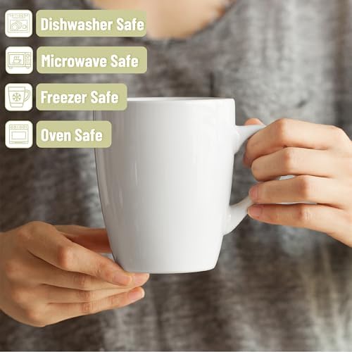 BTaT- White Coffee Mugs, Fine Bone China Porcelain, Set of 12, 12oz, Coffee Mug Set, Hot Chocolate Mugs, Set of Mugs