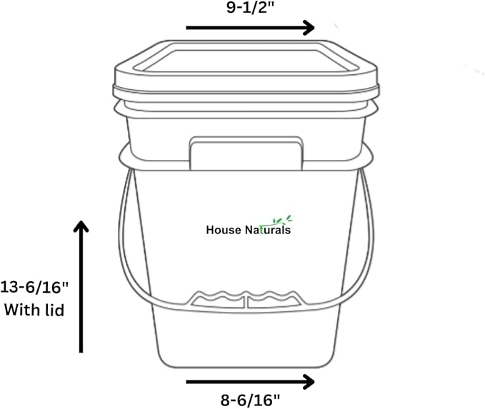 House Naturals 4 Gallon Square Food Grade Bucket Pail with Plastic Handles and Lid (Pack of 3) Made in USA containers (Aqua/Blue/Gray)