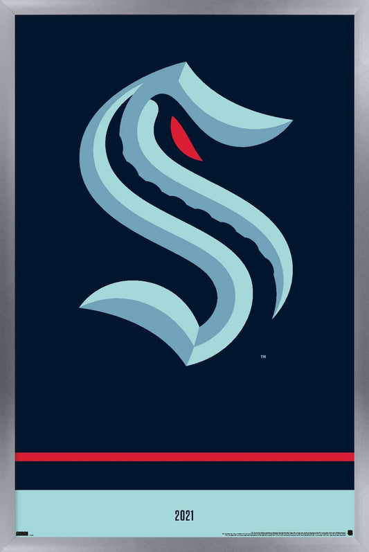 Trends International NHL Seattle Kraken - Logo 21 Wall Poster, 14.725" x 22.375", Silver Framed Version