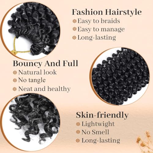 ShowCoco Passion Twist Hair 22 Inch Water Wave Crochet Hair 6 Packs Passion Twists Braiding Hair Long Bohemian Synthetic Hair Passion Twist Hair Extensions(22inch, #1B)