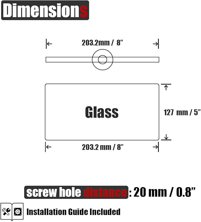 JQK Bathroom Glass Shelf Black, Tempered Glass Shower Storage 8 by 5 inches, 304 Stainless Steel Matte Black Wall Mount, TGS101L8-PB