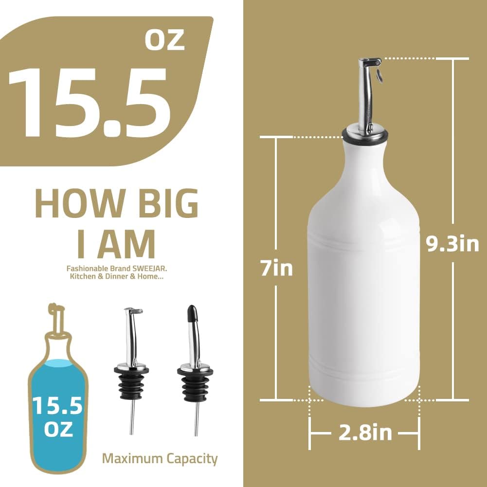 Sweejar Ceramic Olive Oil Dispenser Bottle, Opaque Oil Cruet Protects Oil to Reduce Oxidation, Suitable for Oil, Vinegar, Coffee Syrups & Other Liquids, Pack of 1, 15.5 Fl Oz (Gradient Orange)