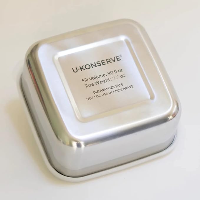 U Konserve Stainless Steel Food Storage Bento Box Container, Leak Proof Silicone Lid Dishwasher Safe - Plastic Free (30oz Blue)