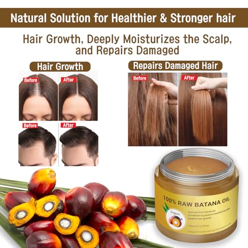 100% Raw Batana Oil by Dr. Sebi for Hair GrowthㅣNatural Hair Growth OilㅣSplit End PreventionㅣHair Thickening & Stronger Hair Treatment