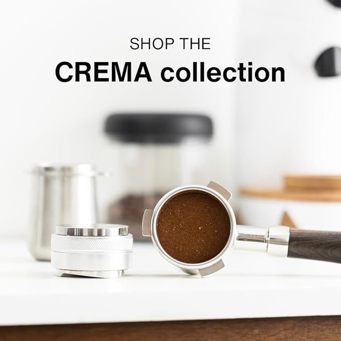 CREMA Coffee Products 58mm Bottomless Naked Portafilter | Compatible with 58mm for E61 | Includes Double Shot Filter Basket | Walnut