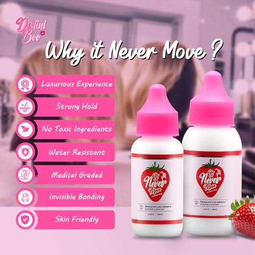 Destini Boo- It Never Move Lace Glue-Medical Grade Quality from Experts in Korea-Strong Hold for Wigs and Hair System-Waterproof Wig Glue for Extreme Heat- (1.06 FlOz)