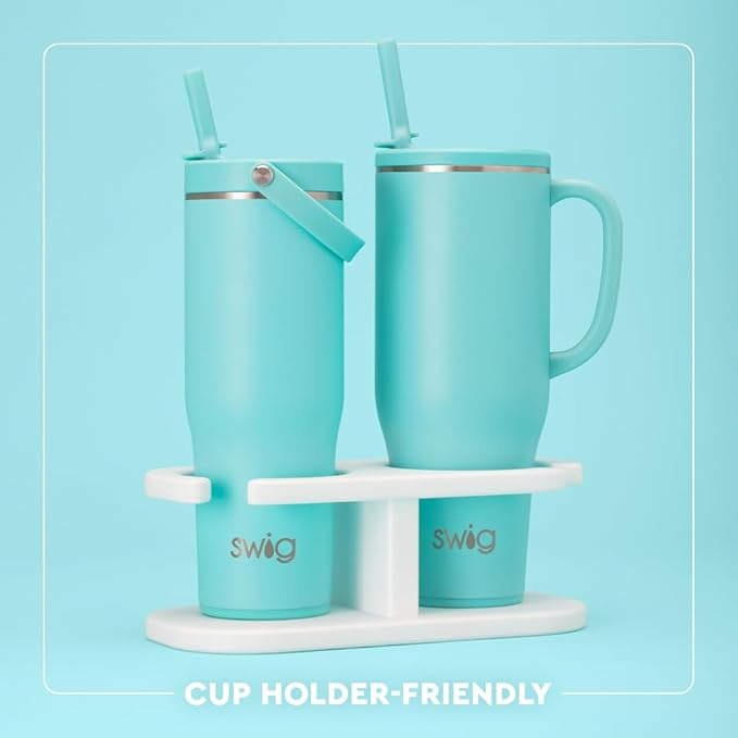 Swig Life 40oz Leak Proof Mega Mug, 40oz Leak Proof Tumbler with Handle and Straw, Extra Large Insulated Tumblers, Cup Holder Friendly Travel Mug, Reusable Leakproof Water Bottle (Match Point)