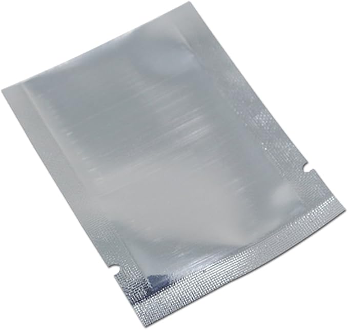 Silver Aluminum Foil Pouch Heat Seal Front Window Plastic Mini Open Top Flat Vacuum Packaging Mylar Bag Food Small Sample Mylar Storage with Tear Notch (200, 14x20cm(5.5x7.9 inch))