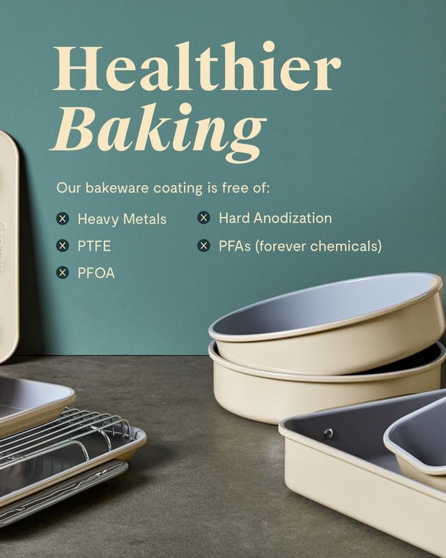 Caraway Non-Stick Ceramic 1 lb Loaf Pan - Naturally Slick Ceramic Coating - Non-Toxic, PTFE & PFOA Free - Perfect for Pound Cakes, Breads, & More - White