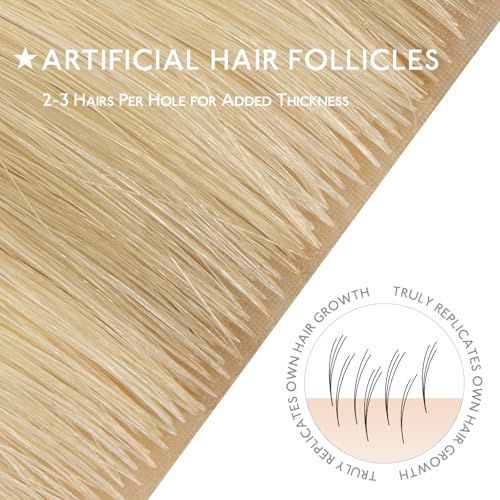 WENNALIFE Tape in Hair Extensions Human Hair, 20pcs 50g 18 inch Light Blonde Highlighted Golden Blonde Remy Hair Extensions Straight Human Hair Tape in Extensions Skin Weft