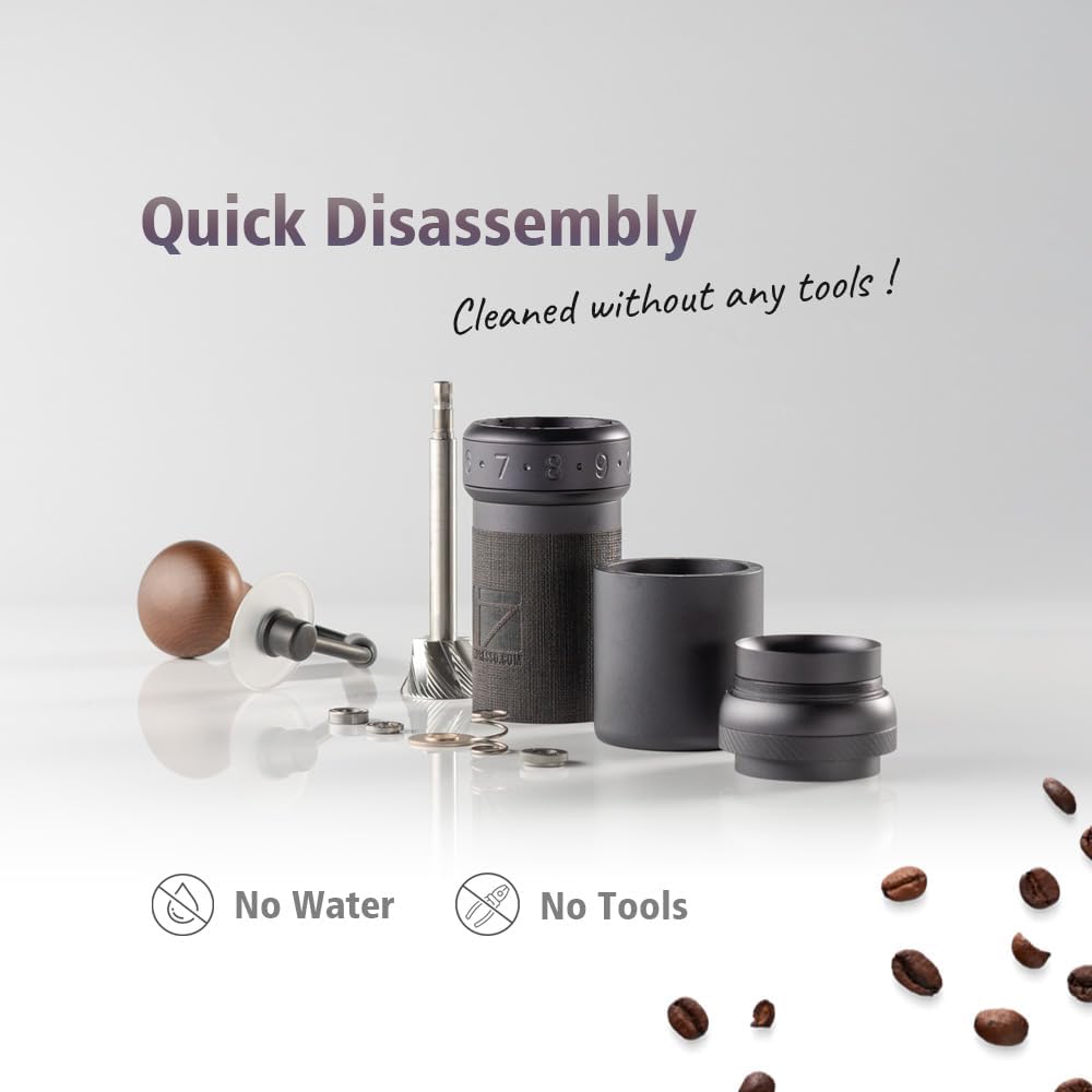 1Zpresso K-Ultra Manual Coffee Grinder Silver with Carrying Case, Assembly Consistency Grind Stainless Steel Conical Burr, Foldable Handle, Numerical External Adjustable Setting, All-Round Grinder