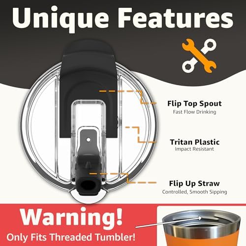 Jmoe USA 40 oz Replacement Lid For Yukon Fit Forty Tumbler With Handle | 2 in 1 Straw Lid | Made of BPA Free Tritan Plastic | 100% Leakproof Design | Dishwasher Safe (1-Pack)