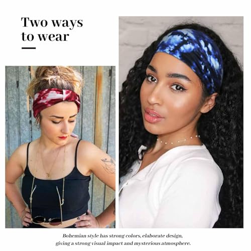 Wide Headbands for Women Knotted No Slip Head Bands Soft Turban Headband Hair Accessories Boho African Solid Color Head Wraps for Women Yoga Workout Pack of 6
