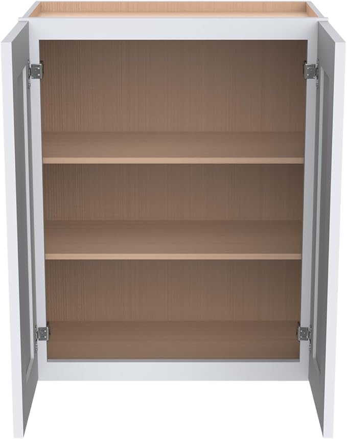 Wall-Mounted Cabinet – Solid Wood Shaker Style Medicine Cabinet with Adjustable Shelves & Soft-Close Doors for Bathroom, Kitchen, and Office Storage (White, 30" W x 12" D x 36" H)