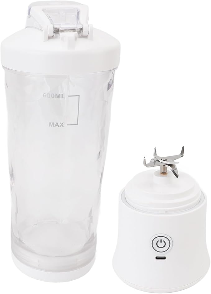 Portable Mini Blender with Powerful Motor and RGB Light for Travel Gym, 600ml USB C Rechargeable Juicer Cup in Premium PC